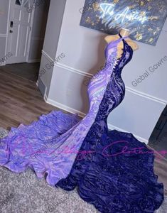 Prom Sparkly Mermaid Dresses Black Girls avondjurk mouwloze feestjurken gewaden Vestidos Noche BC15518