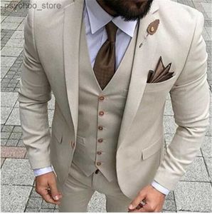 Prom Smoking Slim Fit Stuk Bruidegom Trouwpak voor Mannen Custom Blazer Terno Masuclino 3 Stuks (jas + vest + broek) Q230828