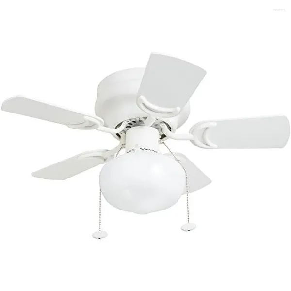 Prominence Home Hero Ventilateur de plafond blanc à profil bas de 28 pouces pour salle à manger avec chambre lumineuse