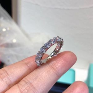 Promise Band 4mm Lab Diamond ring 925 Sterling zilveren Verlovingstrouwringen voor vrouwen Bruids Fijne Partij Sieraden Cadeau