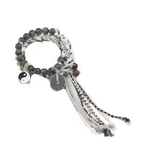 Bracelet sans promesse double noir et blanc Tai Chi Mountain Ghost dépense de l'argent nouveau chinois chinois chic style tibétain corde tressée à la main