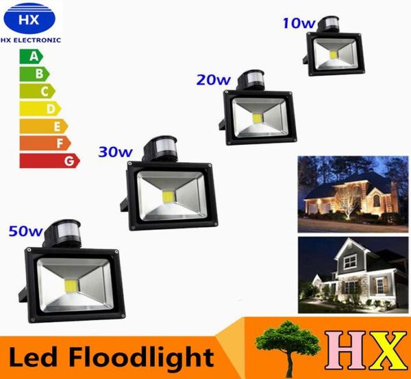 Promo 10W 20W 30W 50W 100W PIR LED lumière d'inondation avec détecteur de mouvement projecteur LED étanche extérieure lampe de projecteur chaud froid White2152495