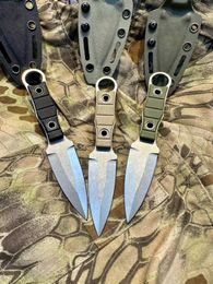 Promotion H0431 Outdoor Survival Tactical Tactical Couteau Aus-8 Stone Wash Double Edge Blade Full Tang G10 Handle Couteaux à lame fixe avec Kydex