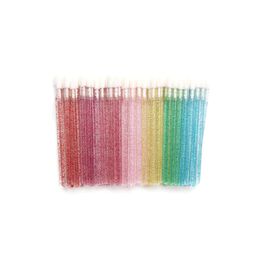 Promotie! 10,00 stks / partij Disposable Crystal Brush Lip Gloss Wands Applicator Diamant Lippenborstels Cosmetische Wimper Borstel Dames Make-up Tools