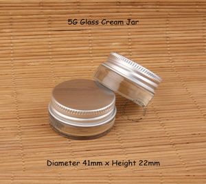 Promotie 12pcSlot Glass 5g Cream pot met aluminium deksel 16oz vrouwen cosmetische oogcrème container 5 ml kleine pot oogschaduw vial3774755