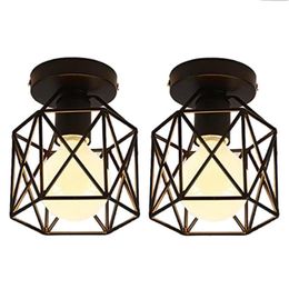 Promotion 2 PCS PLACE LALLE CAGE INDUSTRIELLE CAGE MÉTAL MÉTAL RETRO RETRO CHANDELER SUSPENSION POUR ENTRANCE DE COUPE PENDANT255E