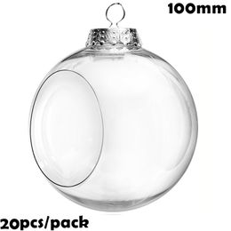 Promotion - 20 pièces x DIY Paintable / Incassable Décoration de Noël Ornement 100mm Fenêtre en plastique Ouverture Bauble / Ball 201130