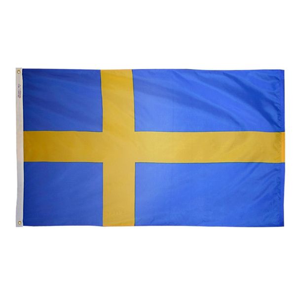 Promotion 3X5FT Suède drapeaux et bannières 150X90cm grand numérique imprimé National suspendu 100D Polyester, livraison directe
