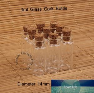 Promotion 50 pcs/Lot 3 ml verre petite bouteille en liège transparent Mini flacon pour décoration de vacances de mariage couvercle en bois Pot vide Pot d'échantillon