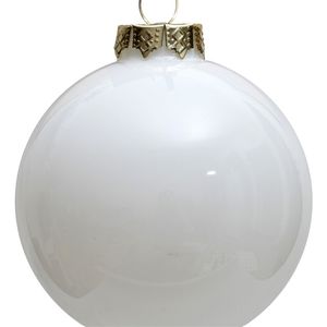 Promotie - 5 stks / Pak, Home Event Party Christmas Xmas Decoratie Ornament 80mm Geschilderde Parel Wit Glass Bauble Ball Glanzend 211018