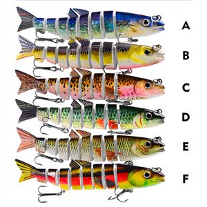 Promotie 6 Kleur 12,5cm 21.5g ABS-vissen Lokjes voor Bass Forel Multi Jointed Swimbaits Slow Sinking Bionic Swimming Lure Zoetwater Zoutwater (120PCS)