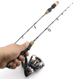 Promoción 60 cm 2 puntas Combos de carrete de caña caña de pescar en hielo de invierno juego de carrete de pesca caña de pescar caña de pescar caña de pescar en hielo 240122