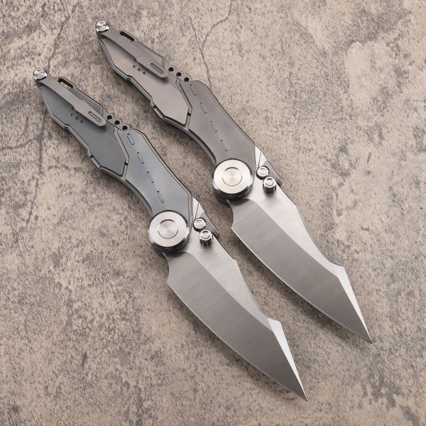 Promoción A2247 Cuchillo plegable abatible de gama alta M390 Hoja satinada CNC TC4 Mango de aleación de titanio Al aire libre Rodamiento de bolas Arandela Carpeta Cuchillos