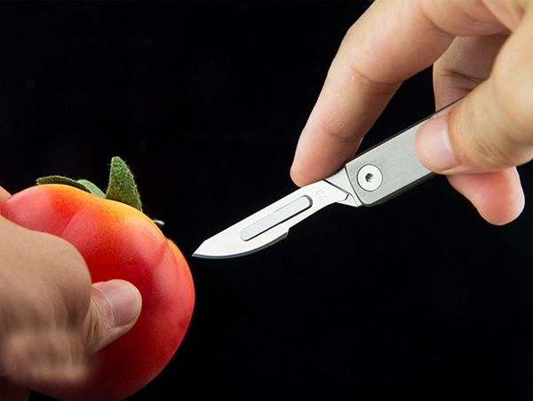 Promoción Obra de arte Cuchillo para tallar 440C Hoja de satén TC4 Mango de aleación de titanio EDC Cuchillos plegables de bolsillo Llavero cuchillos K1608