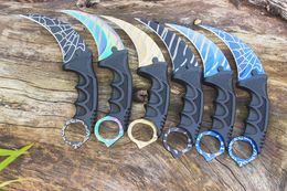 Promotie C7145 CSGO Counter Strike Karambit Mes 3Cr13Mov Stalen Mes ABS Handvat Klauw Messen met Schede Outdoor Jacht Survival vechten Camping Gereedschap