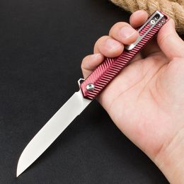 Promoción CK820 Cuchillo plegable abatible 8Cr13Mov Hoja de punto de caída satinada Mango de aleación de aluminio Acampar al aire libre Senderismo EDC Carpeta de bolsillo Cuchillos con caja al por menor