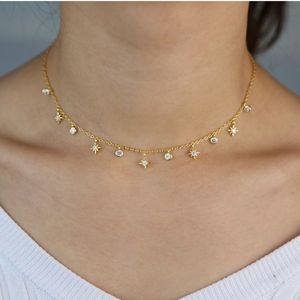 Promotion cz étoile charme collier ras du cou or argent couleur 2020 nouveau chaud en gros à la mode femmes bijoux