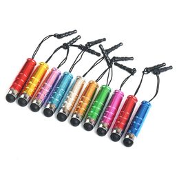 Promoción DHL libre Mini Stylus Touch Pen lápiz táctil capacitivo con tapón antipolvo para teléfono móvil tablet pc precio barato 1500 unids/lote
