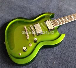 Promotion Double Cutaway Metallic Green SG Guitare Guitare Contour Corps Corps Gold Mardware TUILP TUNERS1767556