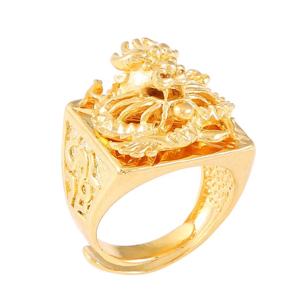 Promotion Fashion Wholesale Vintage Gold Color Ethnic Dragon Ring Jewelry pour femmes hommes