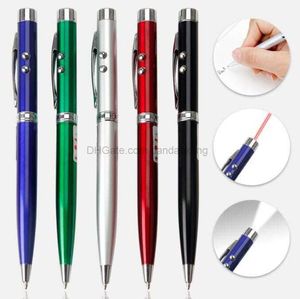 Promotie Zaklamp geschenk Balpennen LED Light Up Touch laser pointer pen aluminium metalen balpen Custom Gegraveerde Print Branded Logo