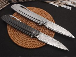 Promoción Flipper Cuchillo plegable Damasco Hoja de acero Negro / Plata Manija de acero inoxidable Outdoor EDC de bolsillo Cuchillos de regalo