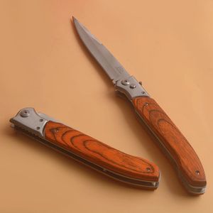 Promoción G6151 Cuchillo plegable largo 3Cr13Mov Revestimiento de titanio gris Hoja Mango de madera Acampar al aire libre Senderismo Supervivencia Cuchillos plegables