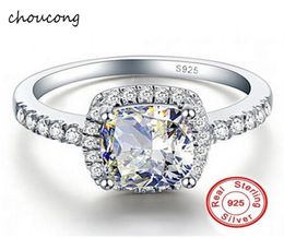 Promotion Galaxy 925 Sterling Silver Ring Luxury 4 CZ Diamond Crystal Annex pour les femmes Taille US 5 6 7 8 9 10 11 128625364