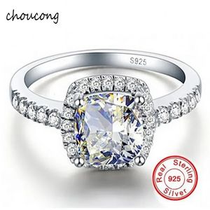 Promotie!!Galaxy 925 Sterling Silver Ring Luxe 4 CZ Diamant Crystal Wedding Rings For Women Size Us 5 6 7 8 9 10 11 12 240417