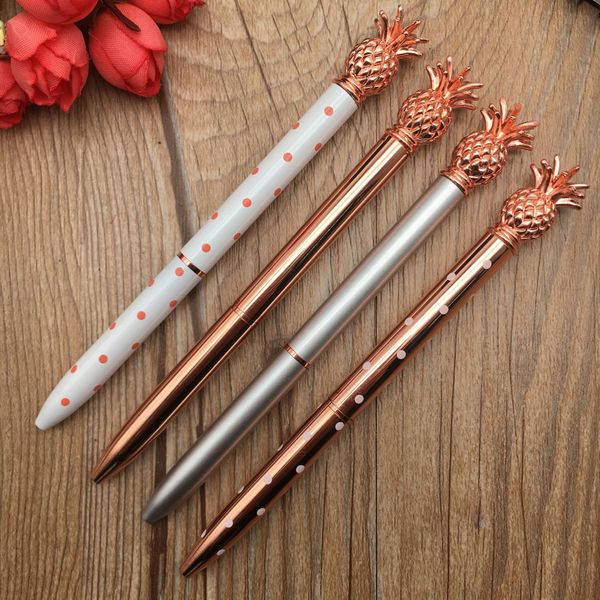 Promoción regalo Rose Rose Golden Pineapple Pen Pen Metal Smooth Writing Pen con logotipo personalizado