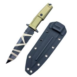 Promotion H5271 Survival Straight Knife A8 Tanto Point Blade Full Tang Handle Outdoor Camping Randonnée Couteaux tactiques avec Kydex