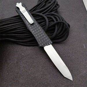 Promotion Couteau tactique automatique haut de gamme D2 Blanc Stone Wash Tanto Point Blade 6061-T6 Poignée Survie en plein air EDC Couteaux avec sac en nylon