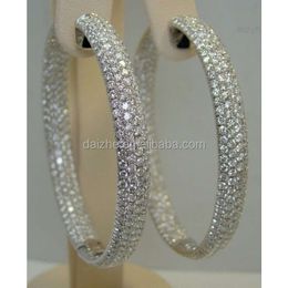 Promotion Sparking Bling Fashion Hip Hop 50 mm micro pave Full Diamond CZ Big Circle Hoop Earge