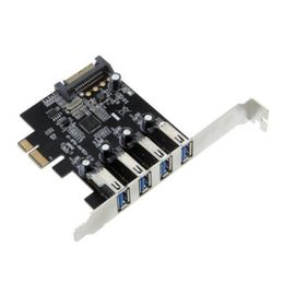 Gratis verzending PROMOTIE! Hot 4-poorts SuperSpeed USB 30 PCI Express-controllerkaartadapter 15-pins SATA-voedingsconnector Low Profile Ensfb