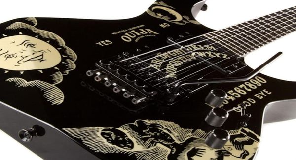 Promoción KH2 2009 Ouija Kirk Hammett Signature Guitarra eléctrica negra Cabezal inverso Floyd Rose Tremolo Black hardware3660653