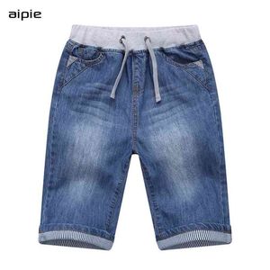 Promotie Kids Boys Denim Shorts Zomer Casual Effen Zachte Katoenen Jeans voor 2-13 jaar Kinderen Dragen 210723