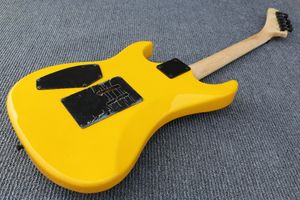 Edward Van Halen 5150 Guitare électrique jaune Floyd Rose Tremolo Bridge, micro simple, touche en érable, matériel noir
