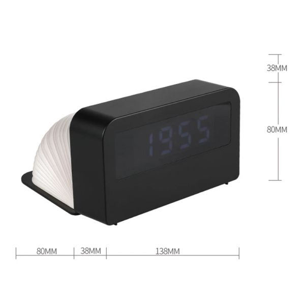 ¡Promoción!Mesa de reloj de alarma de madera LED Mesa de reloj de escritorio electrónica digital decoración de la mesa con luz de libro