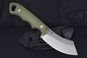 Promoción M7643 Cuchillo recto de supervivencia al aire libre 14C28N Stone Wash Tanto Blade Full Tang Green Micarta Handle Cuchillos de hoja fija con Kydex