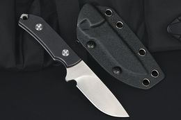 Promotion M7696 Couteau droit de survie D2 Lame satinée Finition CNC Full Tang Noir G10 Poignée Camping en plein air Pêche Couteaux de chasse à lame fixe avec Kydex