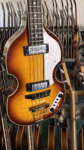 Promotie! McCartney Hofner H500/1-CT Contemporary Violin Bass Vintage Sunburst Elektrische Gitaar Flame Maple Top Back 2 511B Staple Pickups