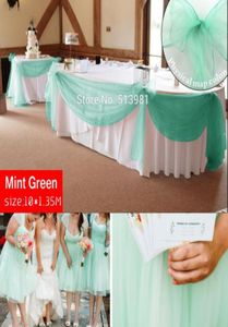 Promotie Mint Green 10m 135m Sheer Organza Swag Fabric Home Wedding Decoratie Organza Fabric Table Gordijn HQ 8643861