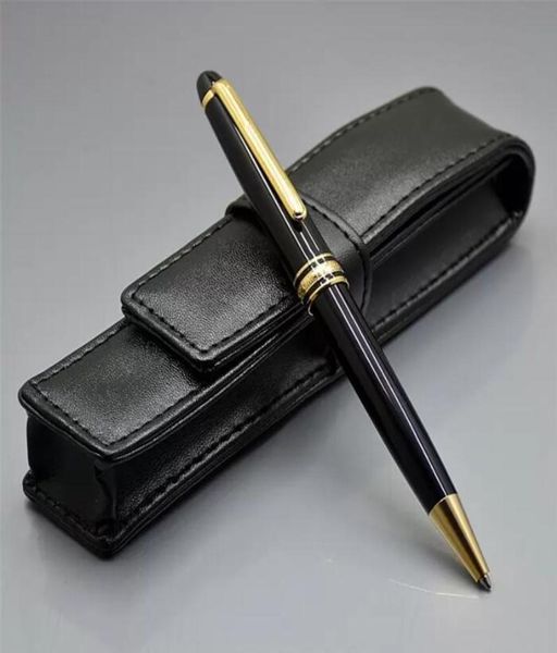 Promotion MSK163 Matte Black Ballpoint Pen Roller Ball Pens Bureau de bureau avec numéro de série et boîtier en cuir Emballage 2390141