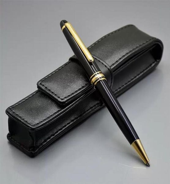 Promotion MSK163 Matte Black Ballpoint Pen Roller Ball Pens Bureau de bureau avec numéro de série et boîtier en cuir Packaging6016754