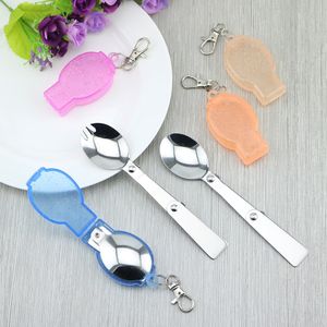 Promotie! Outdoor Draagbare Roestvrijstalen Lepel Vork Vouwen Hiking Camping Utensil Servies EDC-gereedschappen