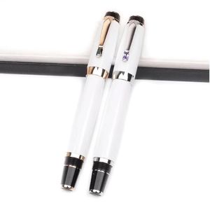 Promotion Pen M Roller Ball Pen Noir Gel Encre Métal Blanc Rollerball Stylos Incrustation Cristal Dans Clip Bureau Papeterie Cadeau Fourniture