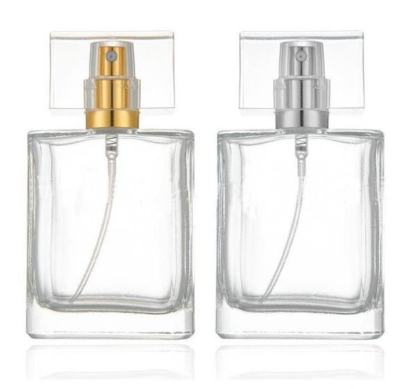 Promotion Prix 30ml 50ml Verre Clair Vaporisateur Bouteilles De Parfum Rechargeables Atomiseurs En Verre Conteneurs Cosmétiques Vides Pour Voyage SN4334