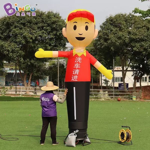 Precio de promoción 4mH (13.2ft) con soplador publicitario inflable que agita la mano bailarina de aire juguetes deportes inflado hombre de dibujos animados para la decoración de la tienda
