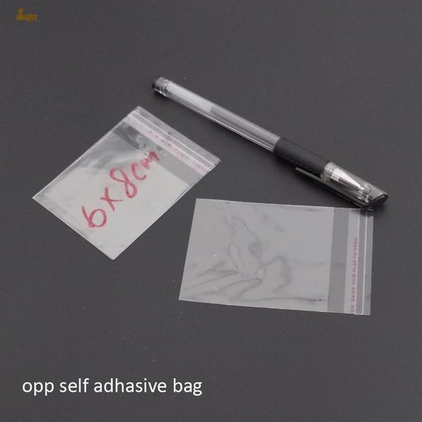 Promoción real 1000 Uds bolsa de celofán de polietileno bopp transparente que se puede volver a sellar 6x8cm bolsas de regalo opp transparentes embalaje de plástico autoadhesivo s235B