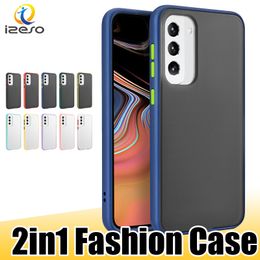 Étui pour téléphone portable transparent mat pour Samsung S23 Plus S22 Ultra S21FE S20 A71 A21S 2in1 Ultra Slim Design Unique Phone Back Protector izeso